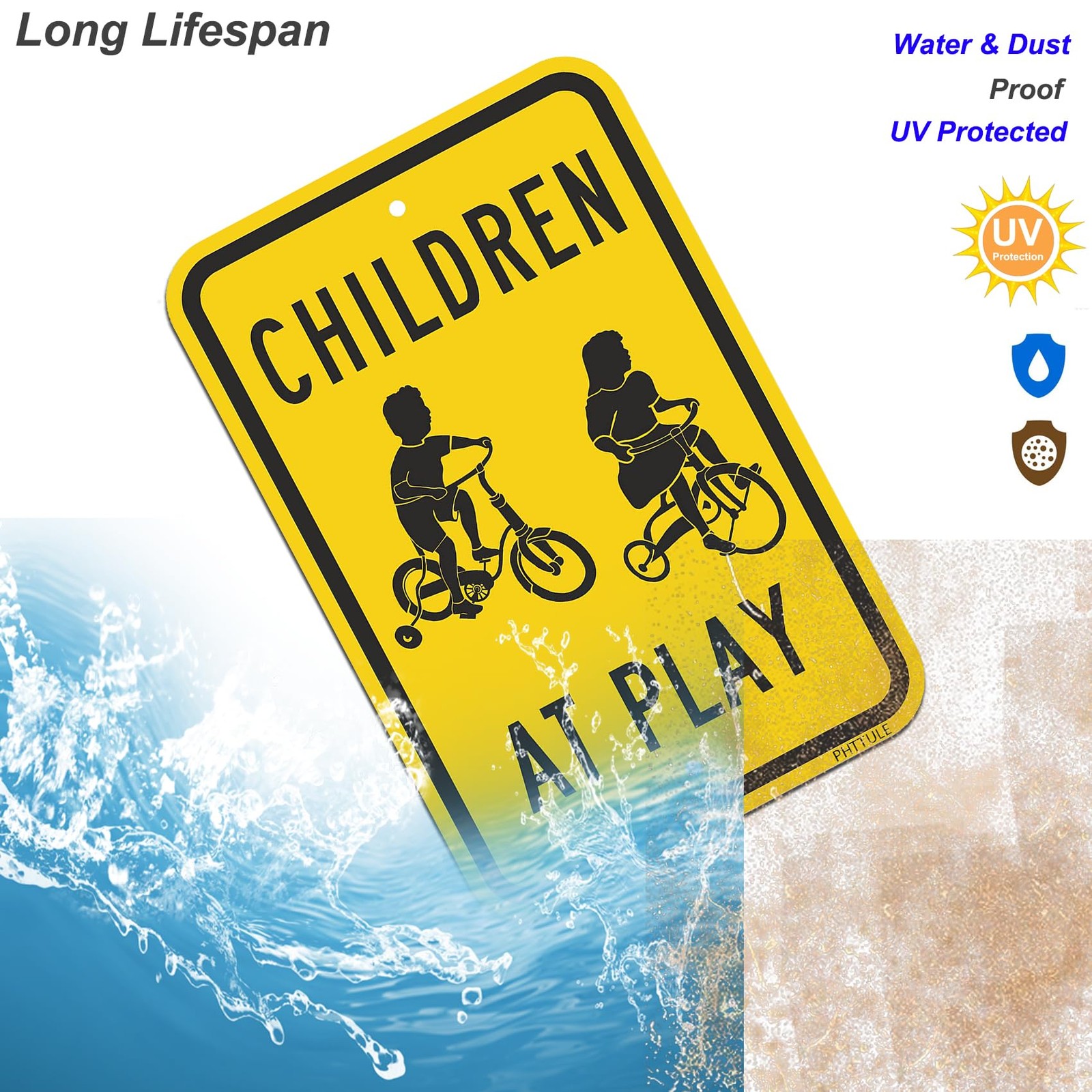 Children At Play Sign 2 Pack, 18 x 12 inch Kids Playing Pay Attention Metal S…