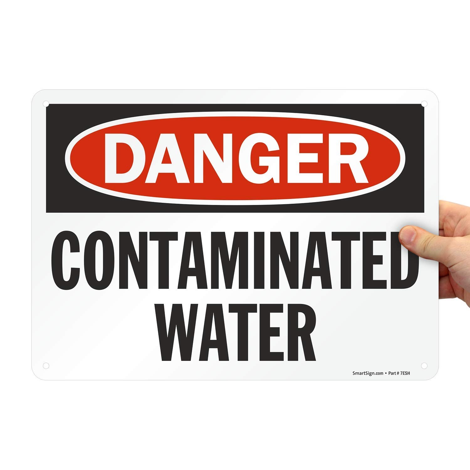 1 PC Danger Contaminated Water Sign 10×14″ Aluminum Notice Board Hanger