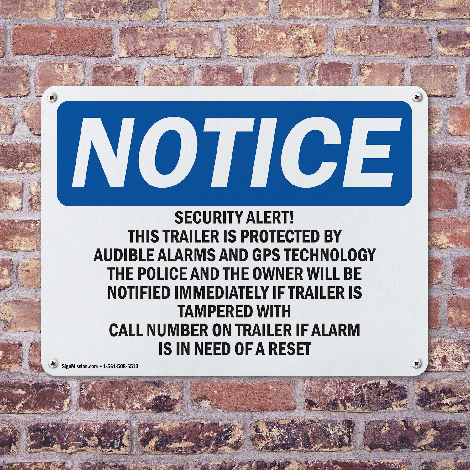 (2 Pack) Security Alert! This Trailer Is Protected OSHA Notice Sign Decal Metal
