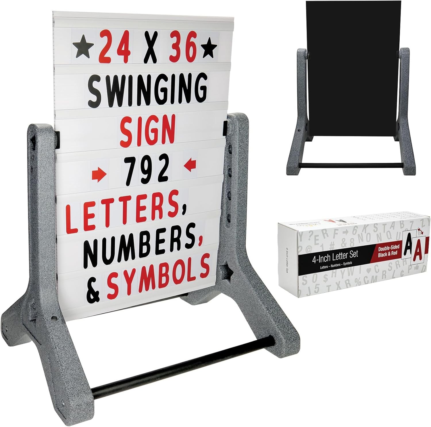 Swinging Changeable Message Sidewalk Sign 24″ x 36″ Sign W/ 792 Pre-Cut Double