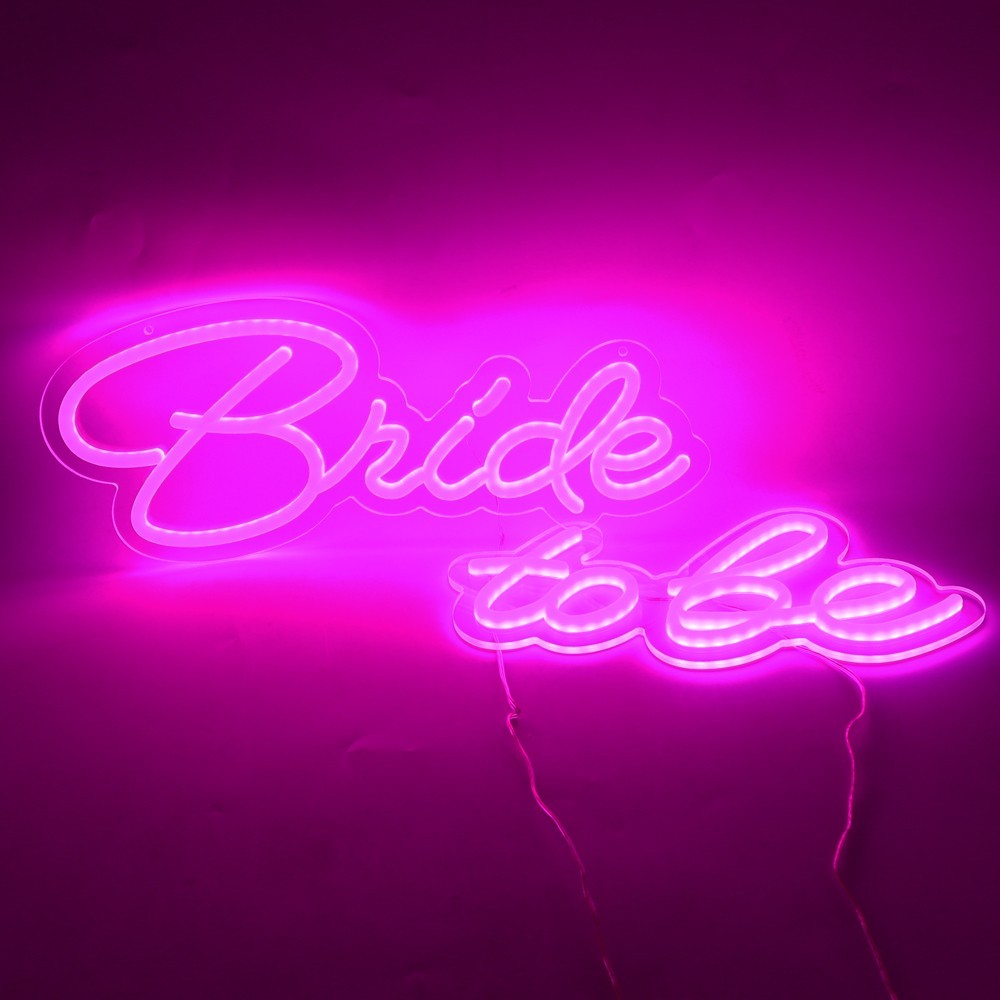 LED Neon Sign Bride to be,Integrative Sign Length 6.53X15.63+5.39X11.97 in(Pink)