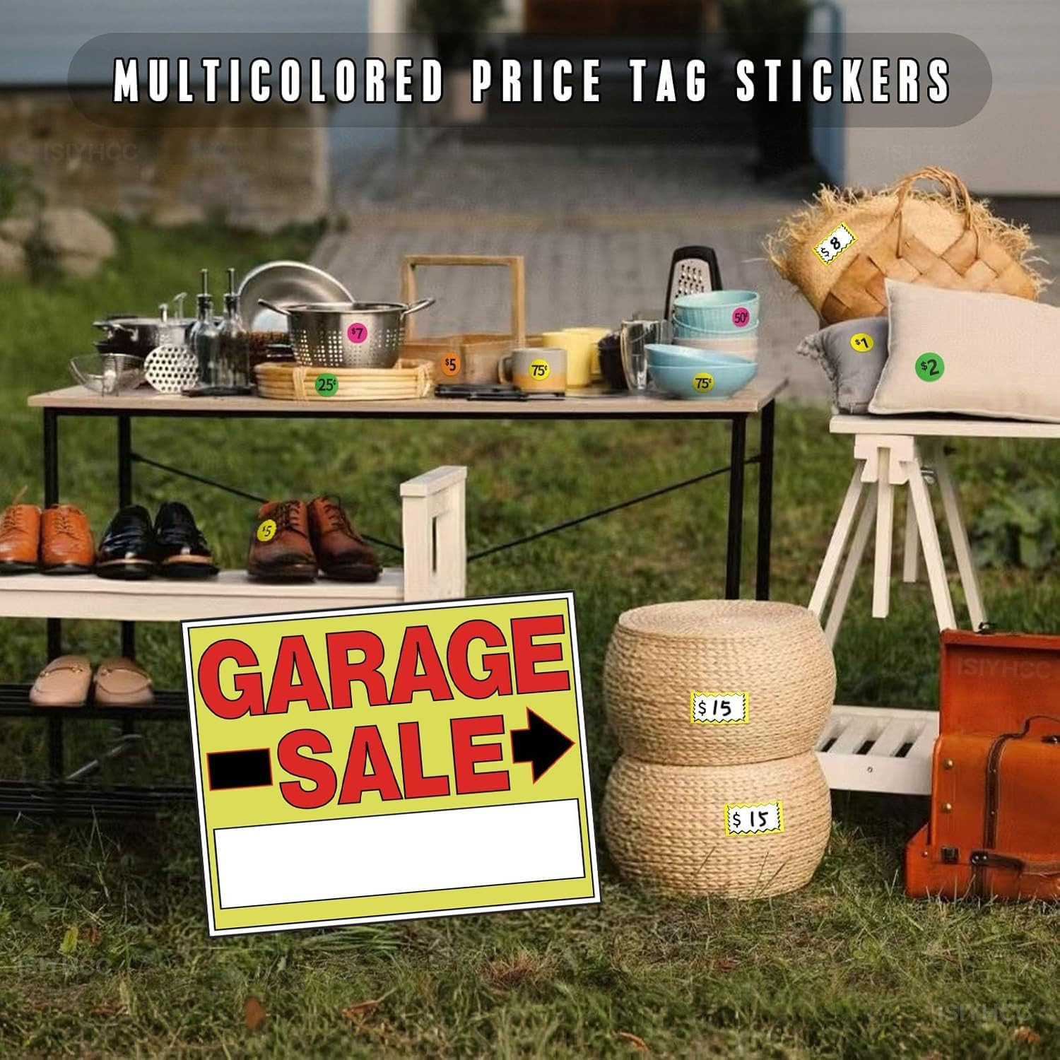 Garage Sale Signs 4Pack Double-Sided Printed Waterproof Yard Signs(18”*13”) with