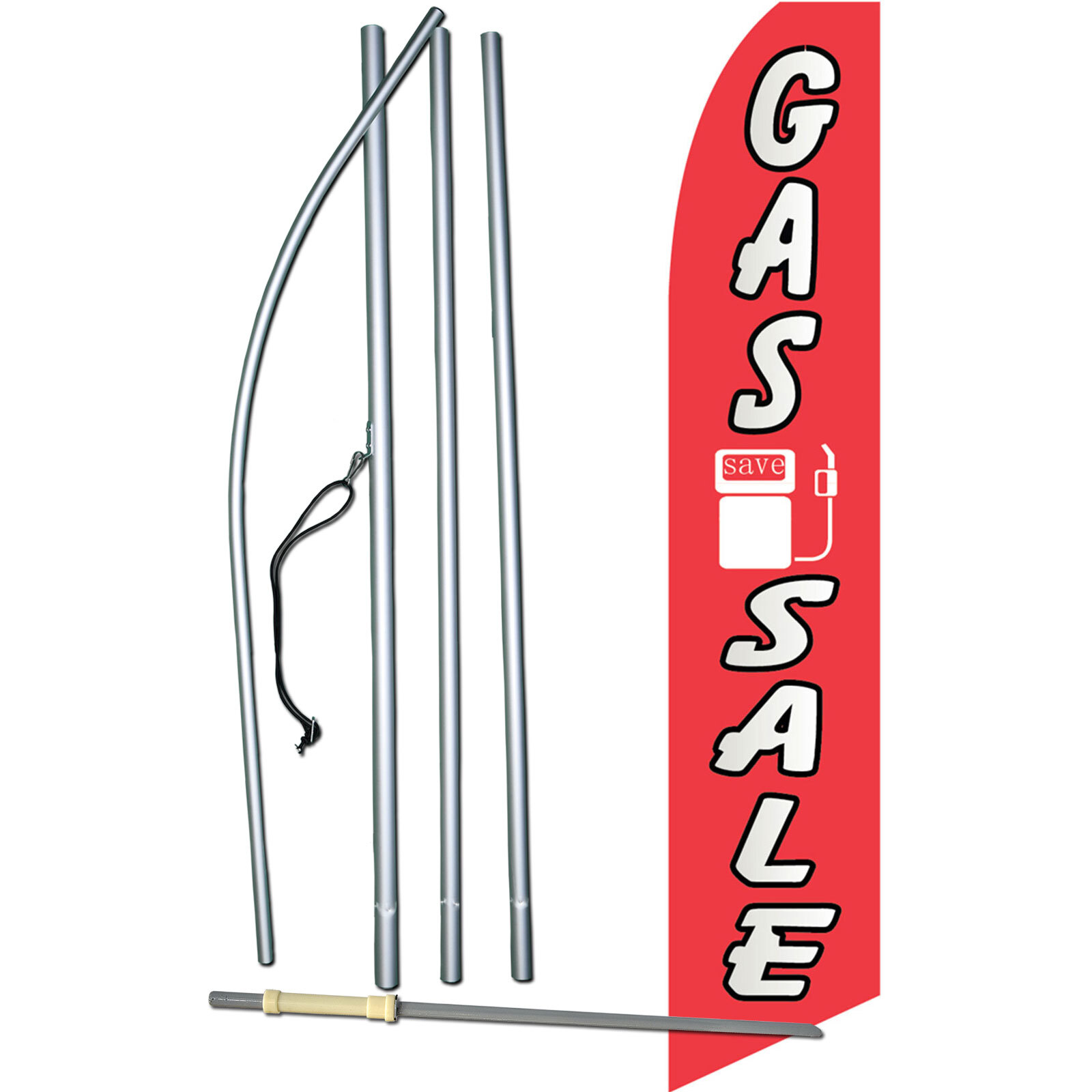 Gas Sale Flag with Flag Pole and Spike