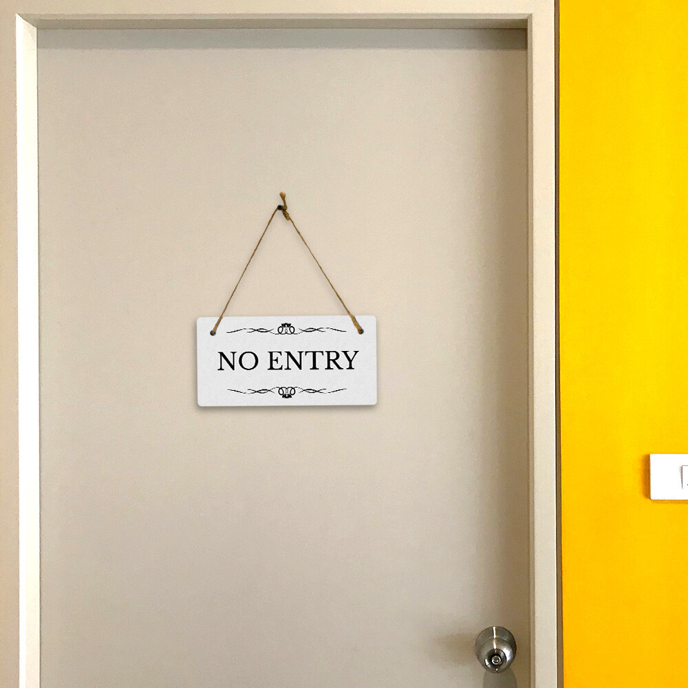 No Entry 5″ x 10″ Hanging Wall or Door Sign | Rustic Twine