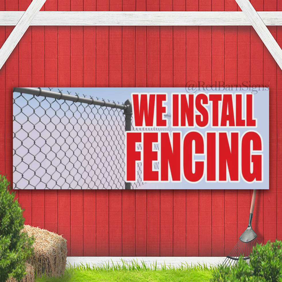 INSTALL FENCING Advertising Banner Vinyl Sign Construction Repair Barrier Hedge