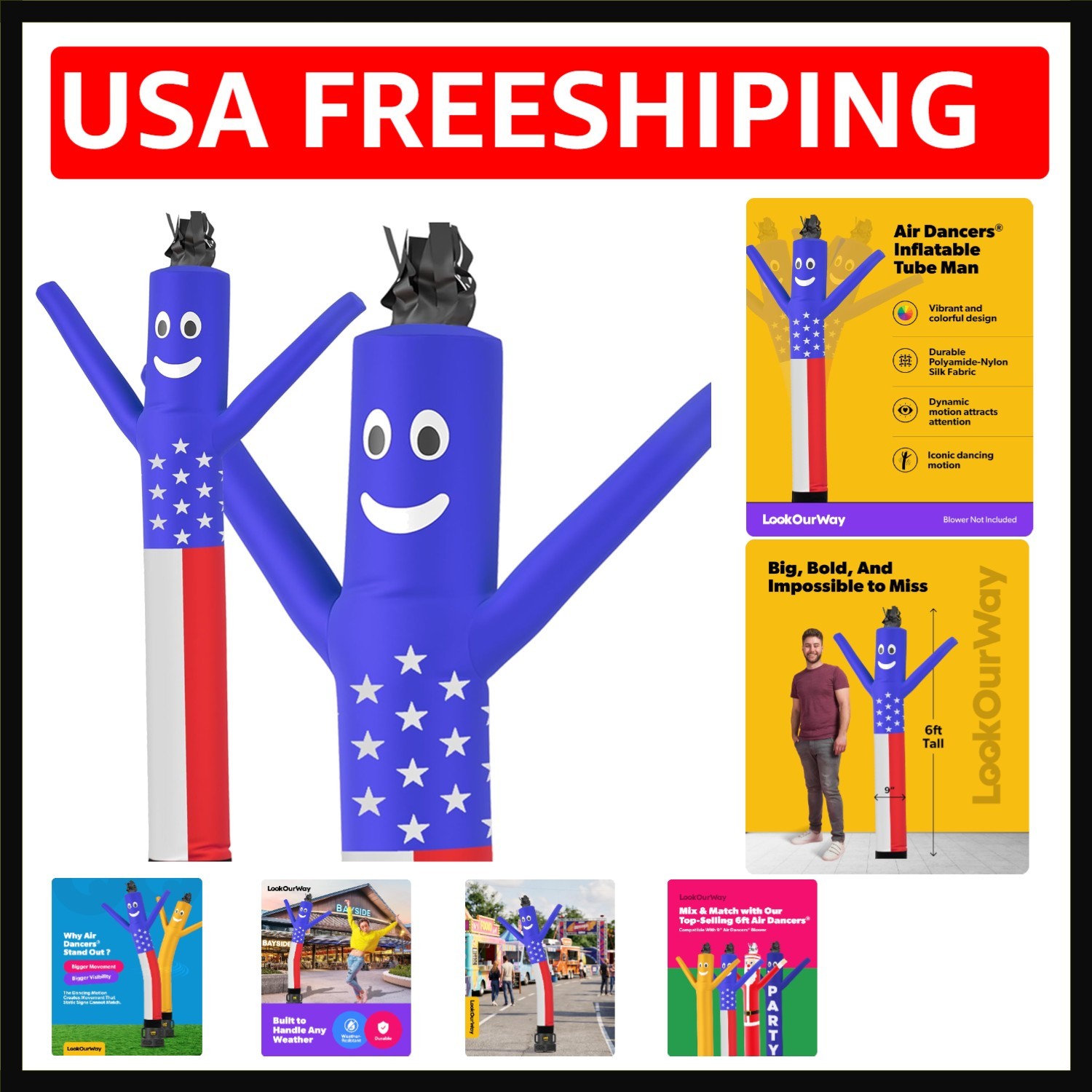 6ft Inflatable Tube Man – Wacky Waving Air Dancer for Advertising Events