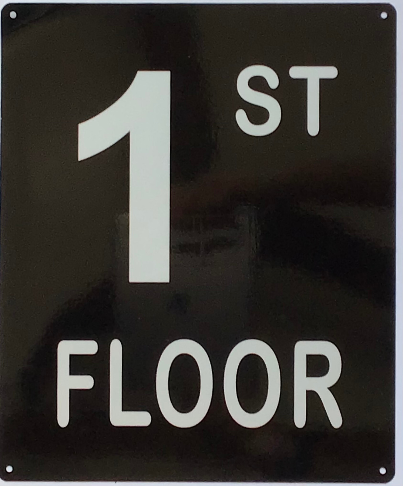 1ST FLOOR SIGN (10X12, Black Background, Aluminum) -REF24-1027