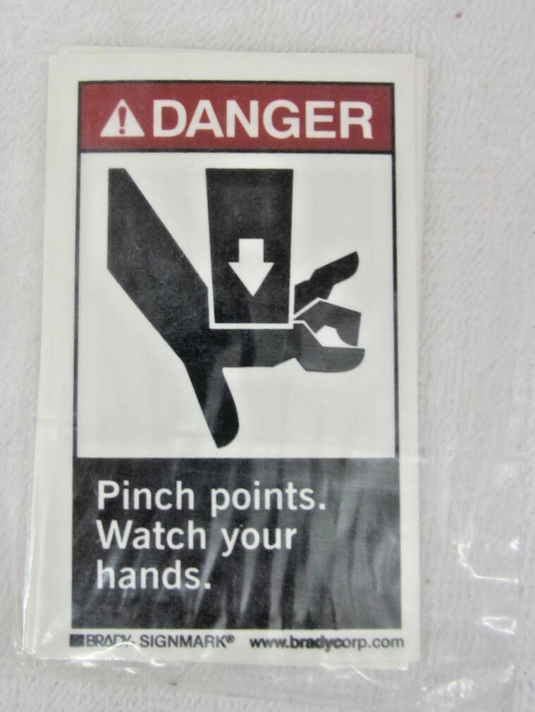 5 DANGER SIGNS Pinch Points Watch Hands ANSI Polyester Laminate BRADY 4″ x 2.5″
