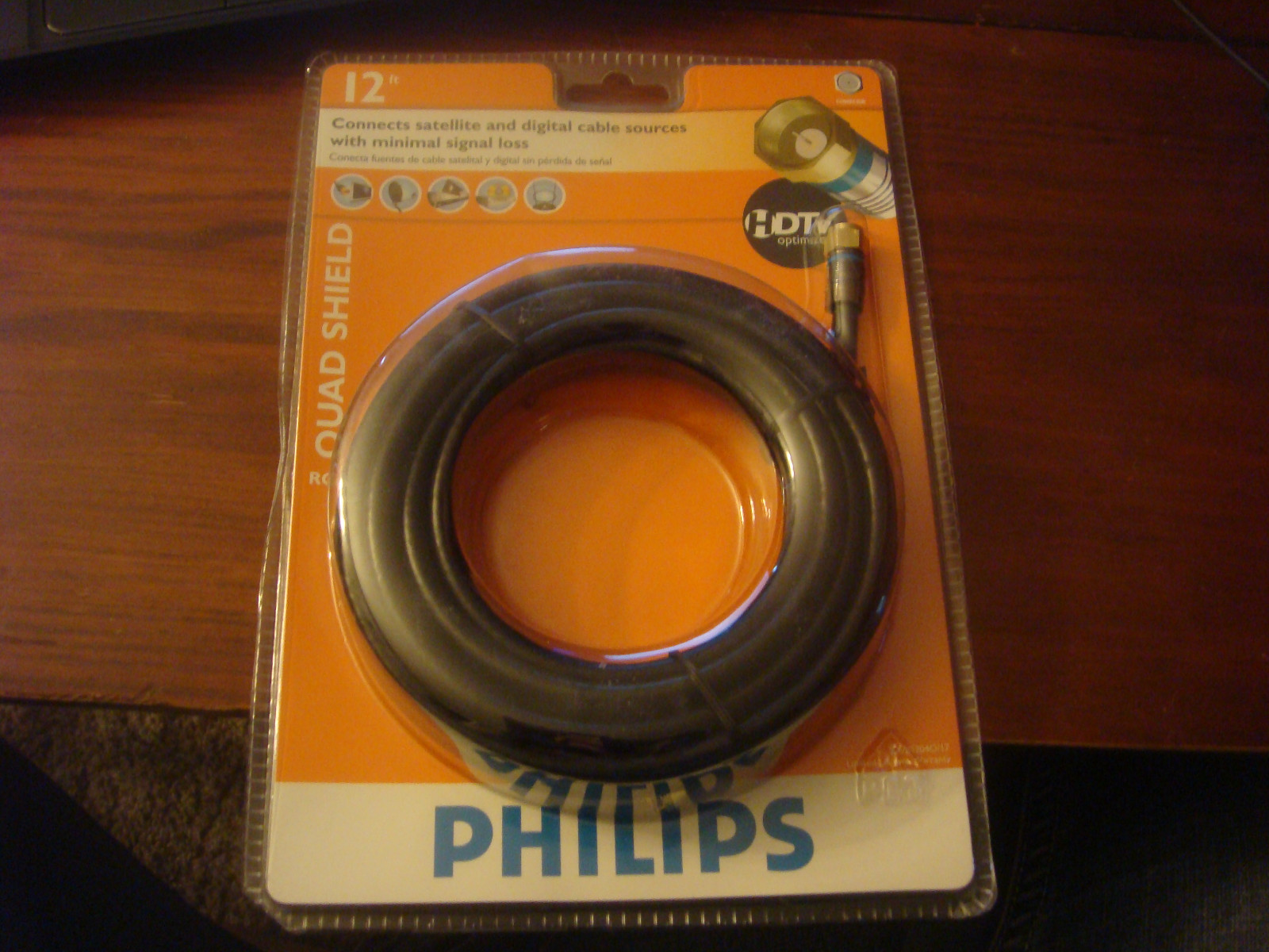 Philips 12FT Quad Shield Coaxial Cable SDW5204O/17