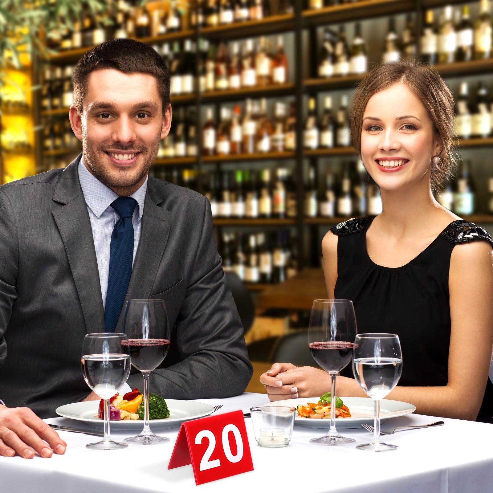 50 PCS 150 Table Numbers Red Plastic Double Sided Tents For Restaurant