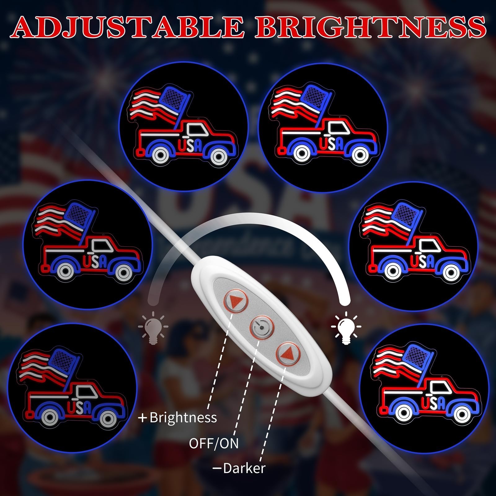 Patriotic Truck Neon Sign with American Flag,USA Truck LED Neon Light for Wal…