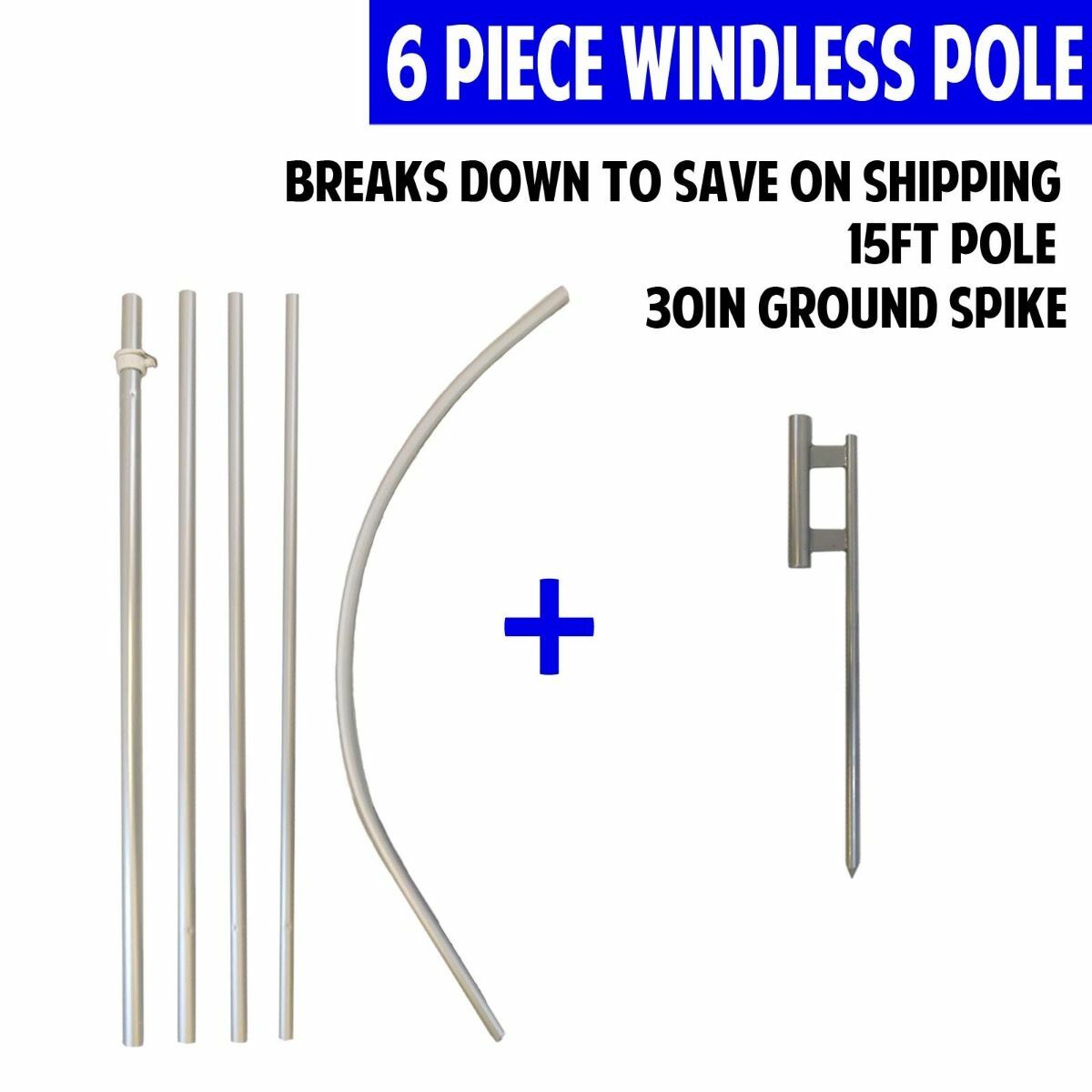 16ft Windless Pole Swooper Pole Full Curve Flag Pole Kit with Ground Spike