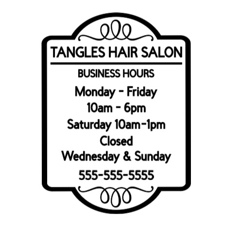 Business Hours Custom Sign Personalized Store Text Vinyl Decal Window Sticker