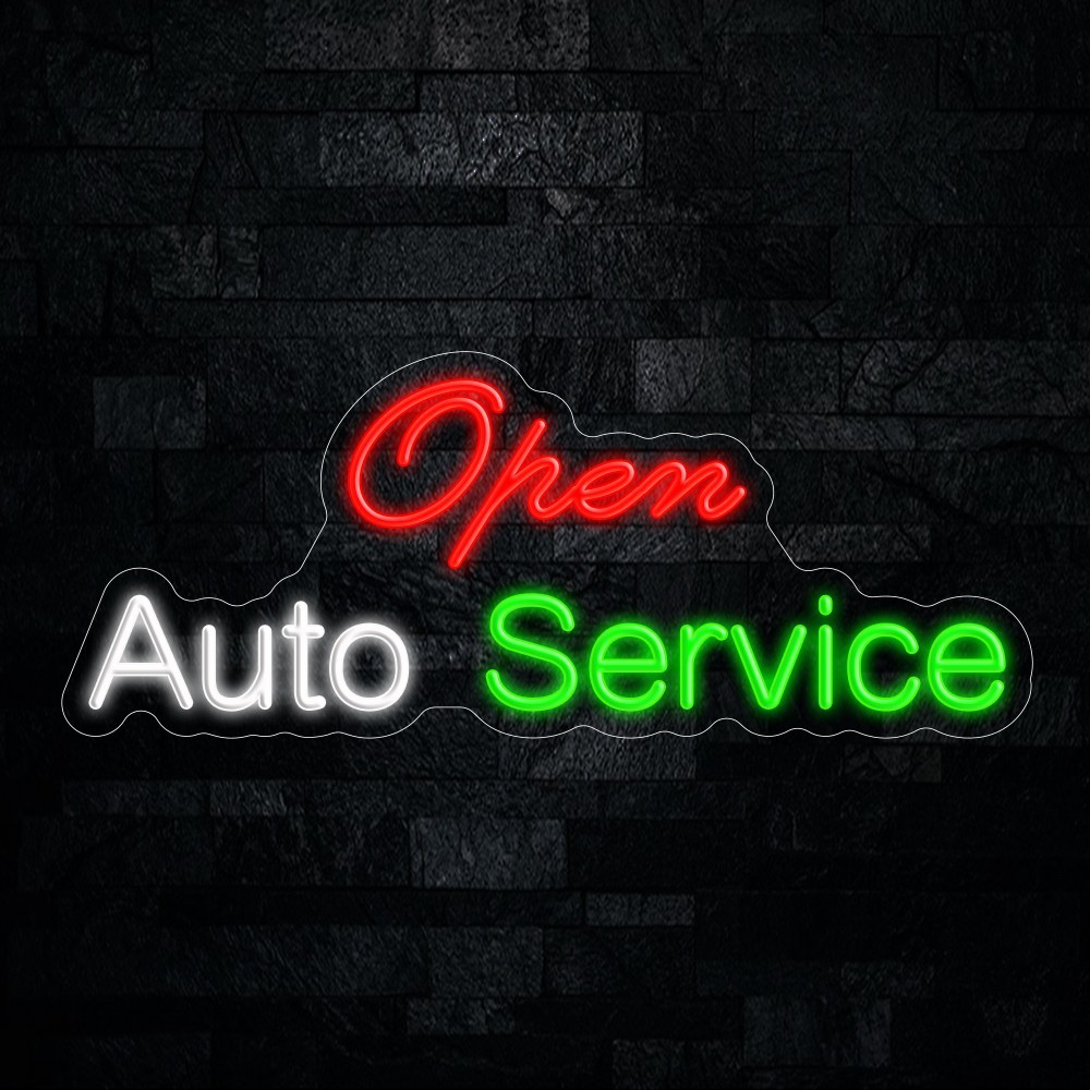 Auto Service Open LED Neon Sign 25″L x 10″H #25198