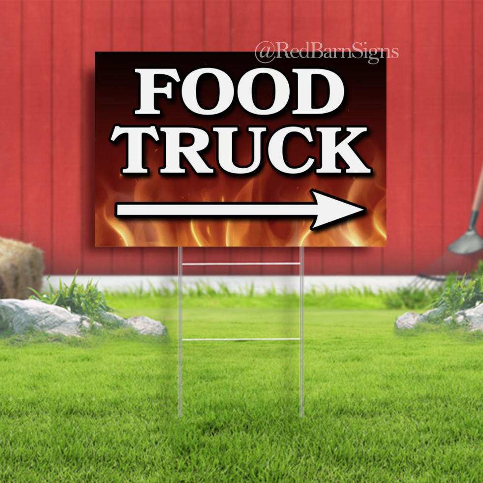 Food Truck Advertising business Lawn Yard Sign Single-Sided with metal H-Stakes