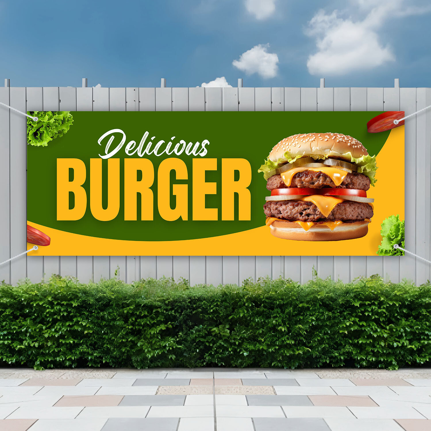 BURGER BANNER (Ready Design) Long Lasting Under Sun and Rain | 440gsm