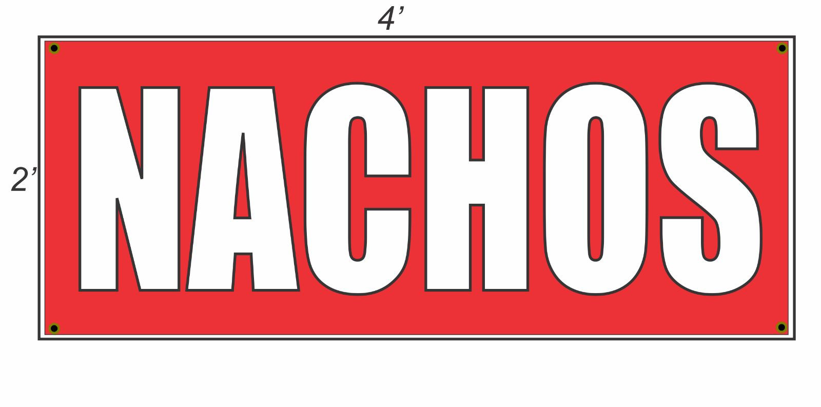 2×4 NACHOS Red with White Copy Banner Sign NEW