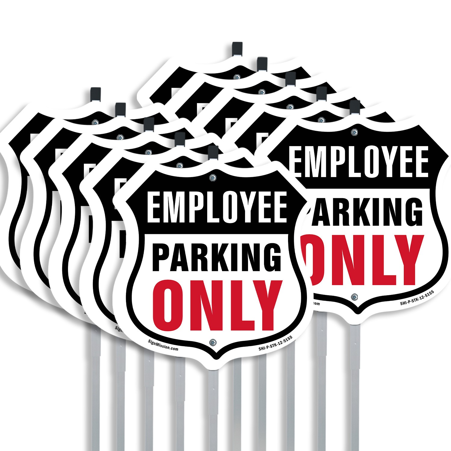 Employee Parking Only Shield Shaped Sign With Stake Crafted in the USA