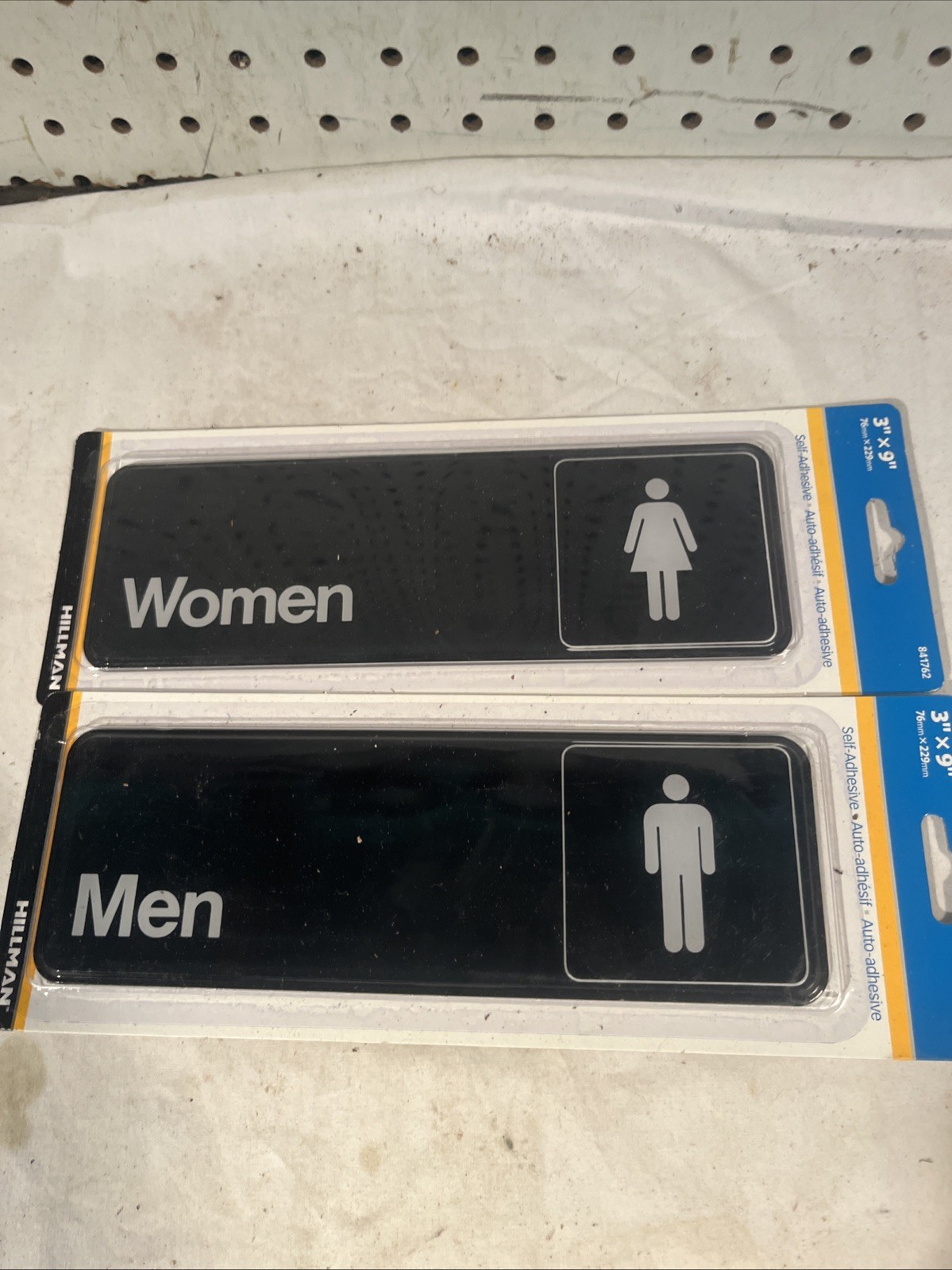 HILLMAN Self Adhesive 3″ X 9” WOMEN Men RESTROOM SIGN Lot Of 2