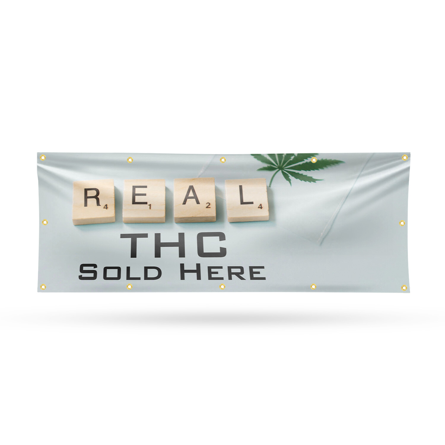 Real THC 13 oz Vinyl Banner Sign with Metal Grommets Heavy-Duty Single-Sided