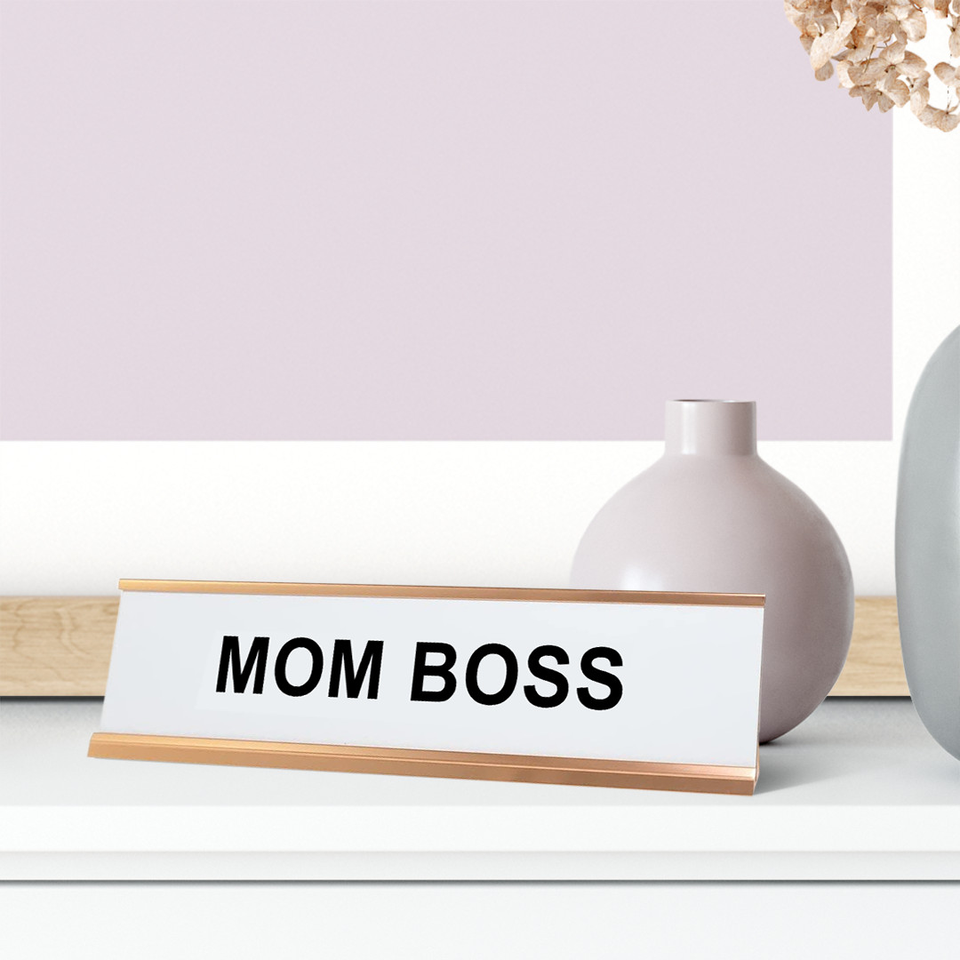 Mom Boss Name Plate Desk Sign (2 X 8″)