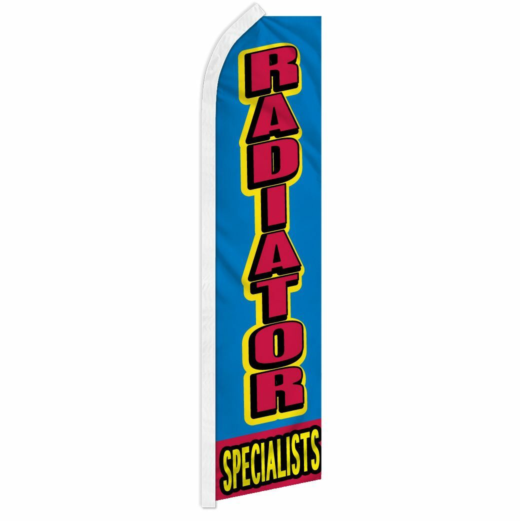 “RADIATOR SPECIALISTS” advertising super flag swooper banner business sign car