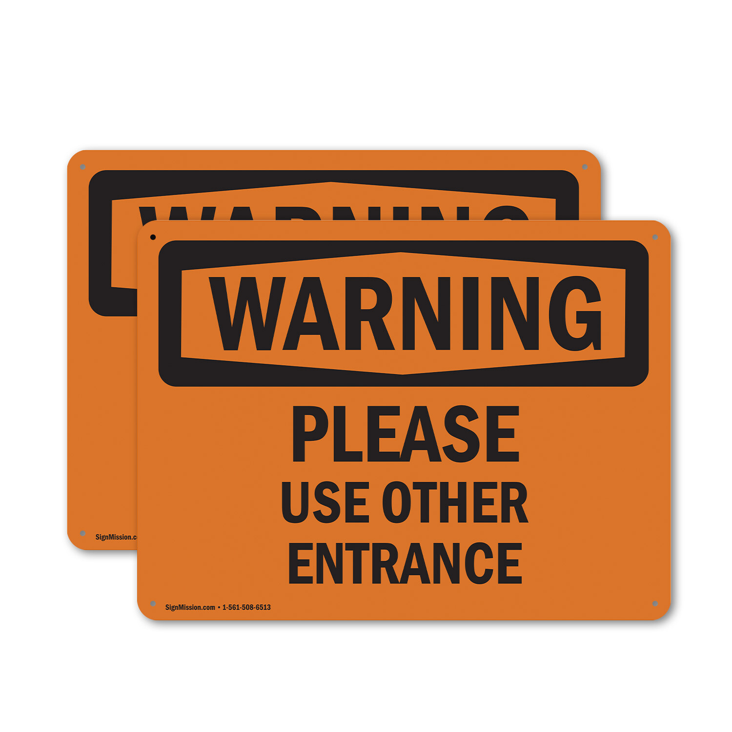 (2 Pack) Please Use Other Entrance OSHA Warning Sign Decal Metal Plastic