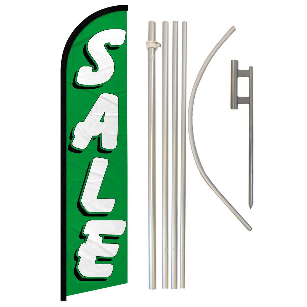 Sale Windless Banner Swooper Advertising Flag Pole Kit Green Sale Here