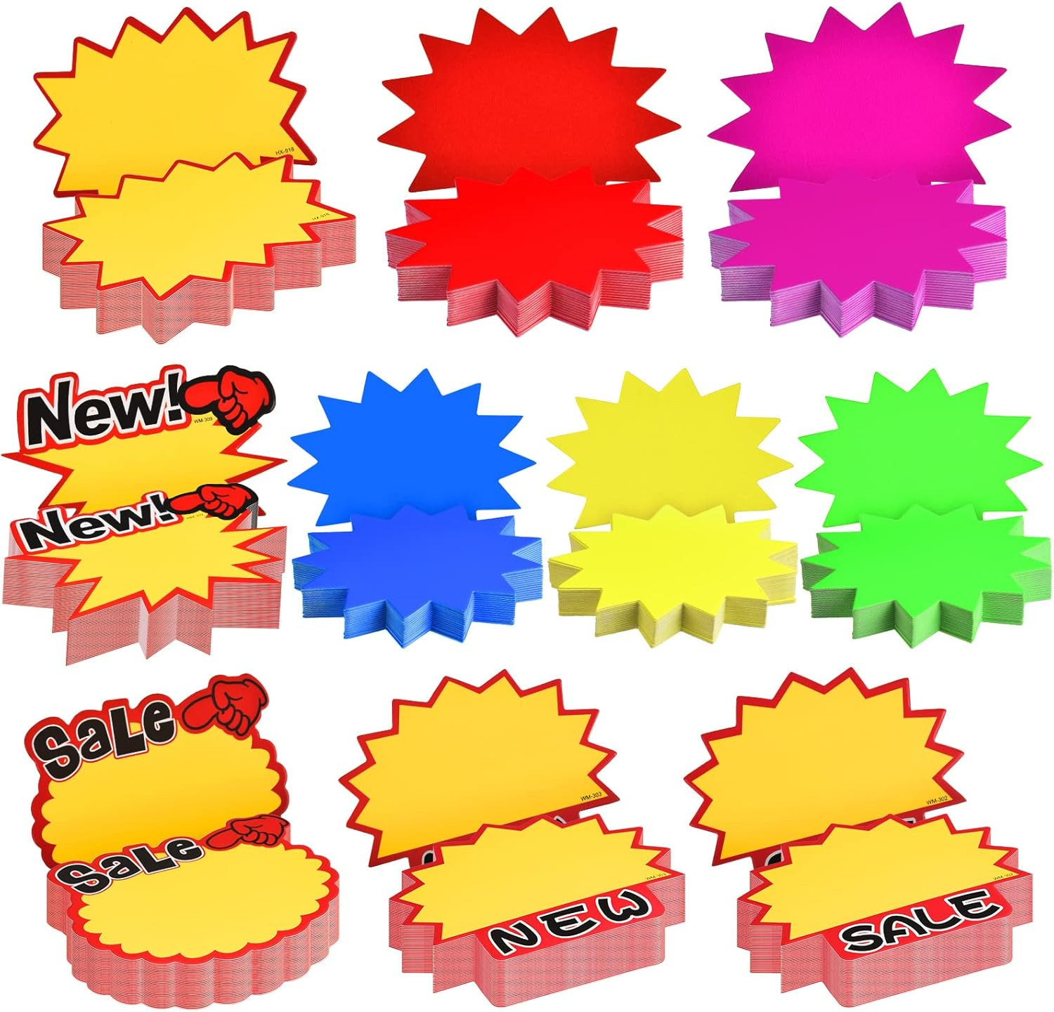 500 Pieces Burst Signs Fluorescent Blank Star Shape Retail Sale Tags Burst Paper