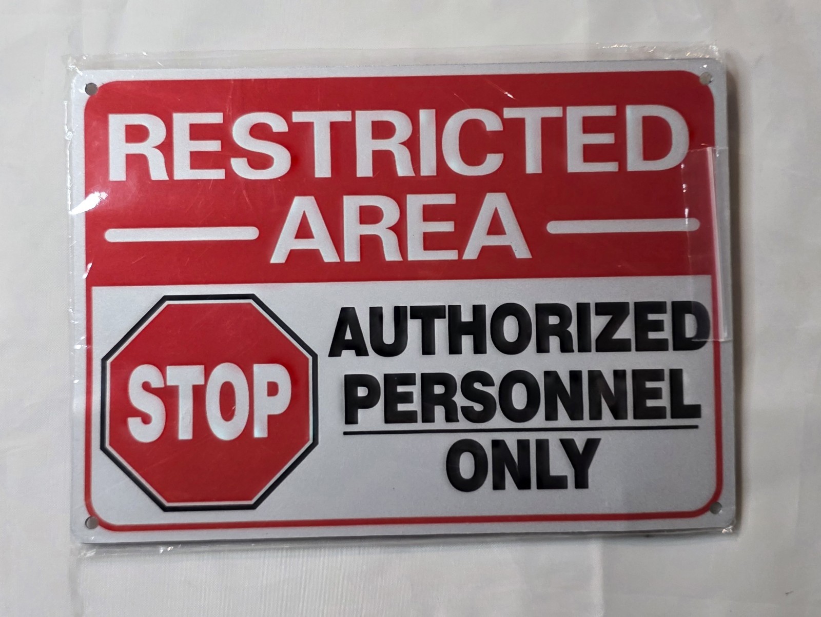 2 PACK Restricted Area Authorized Personnel Only Heavy Gauge Stop Sign 10″x7″