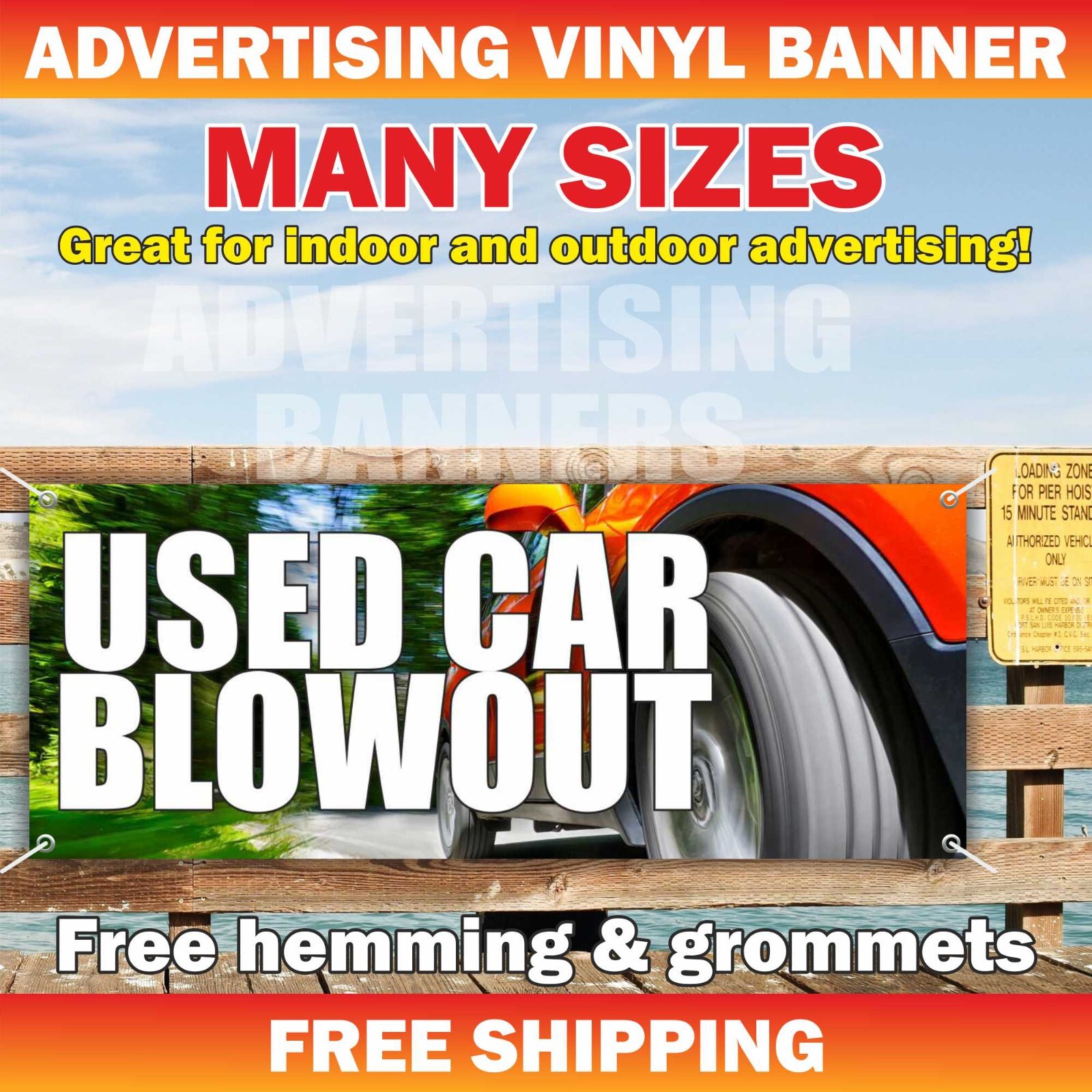 USED CAR BLOWOUT Advertising Banner Vinyl Sign sale service repair garage auto
