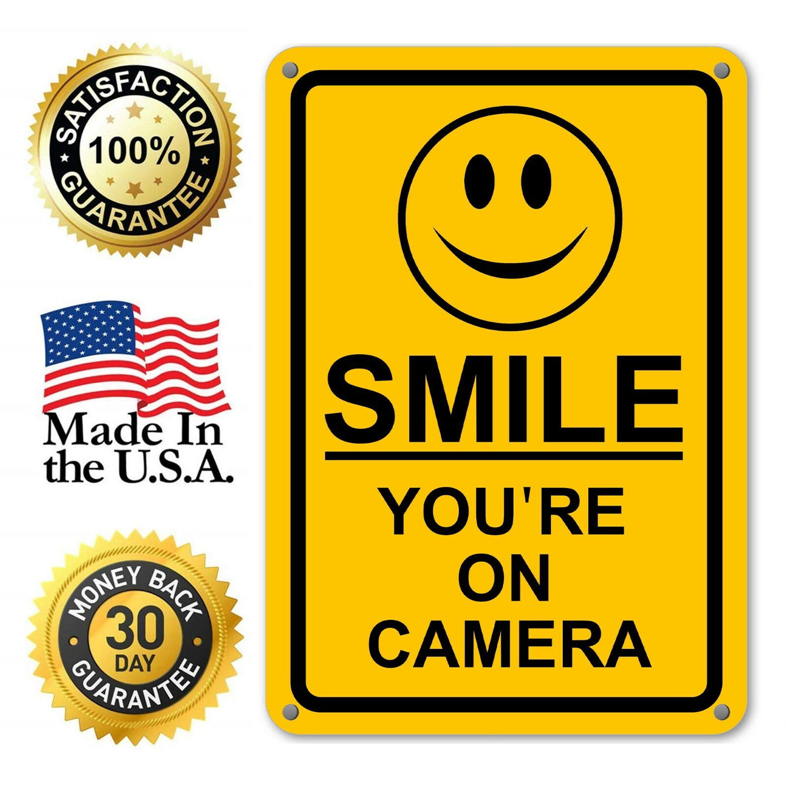 New Smile You’re on Camera Yellow Business Security Sign CCTV Video Surveillance