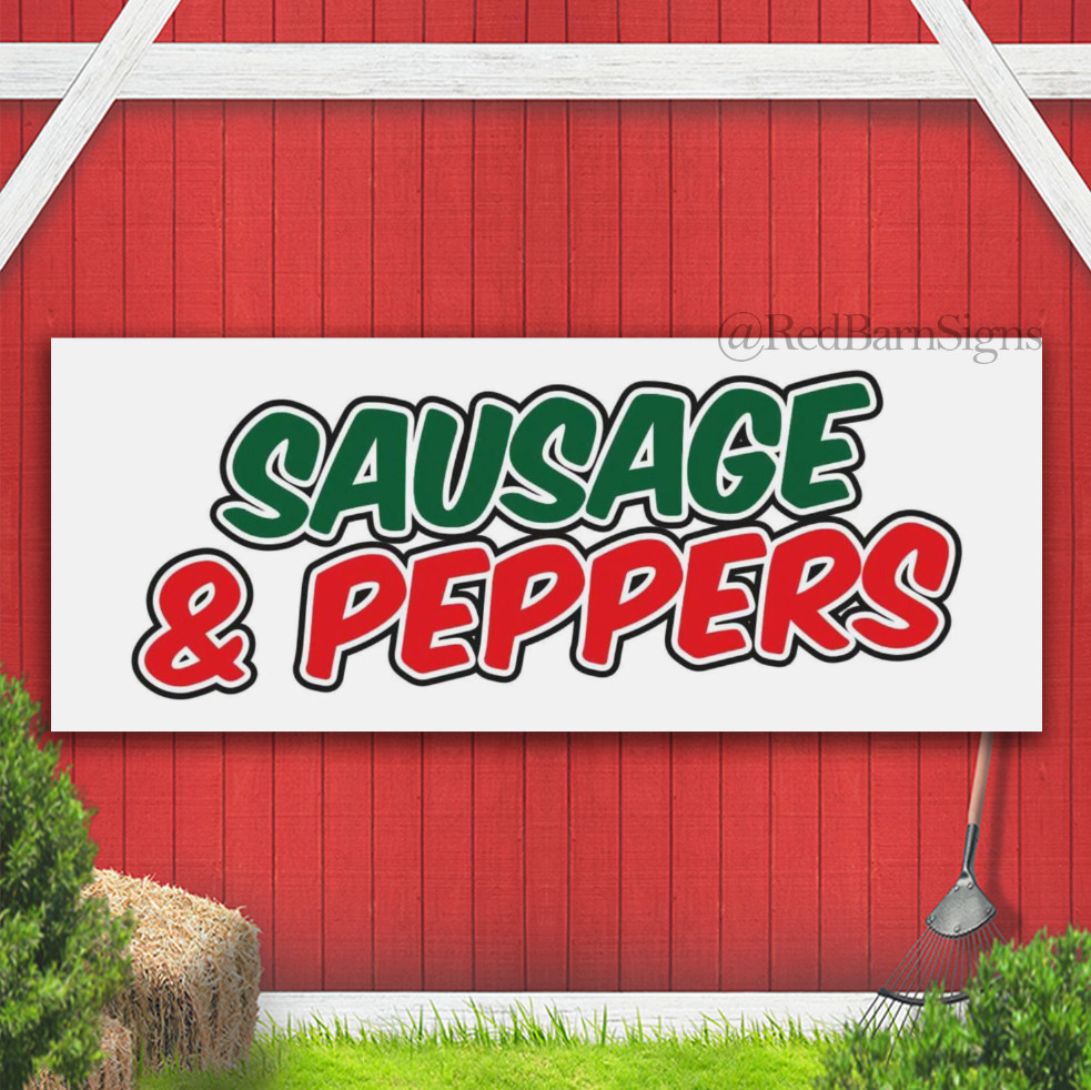 SAUSAGE & PEPPERS Chili Bar Restaurant BBQ Indoor Outdoor Banner Sign
