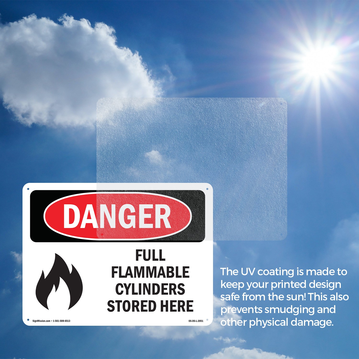 Full Flammable Cylinders Stored Here OSHA Danger Sign Or Decal – 5 or 10 Pack