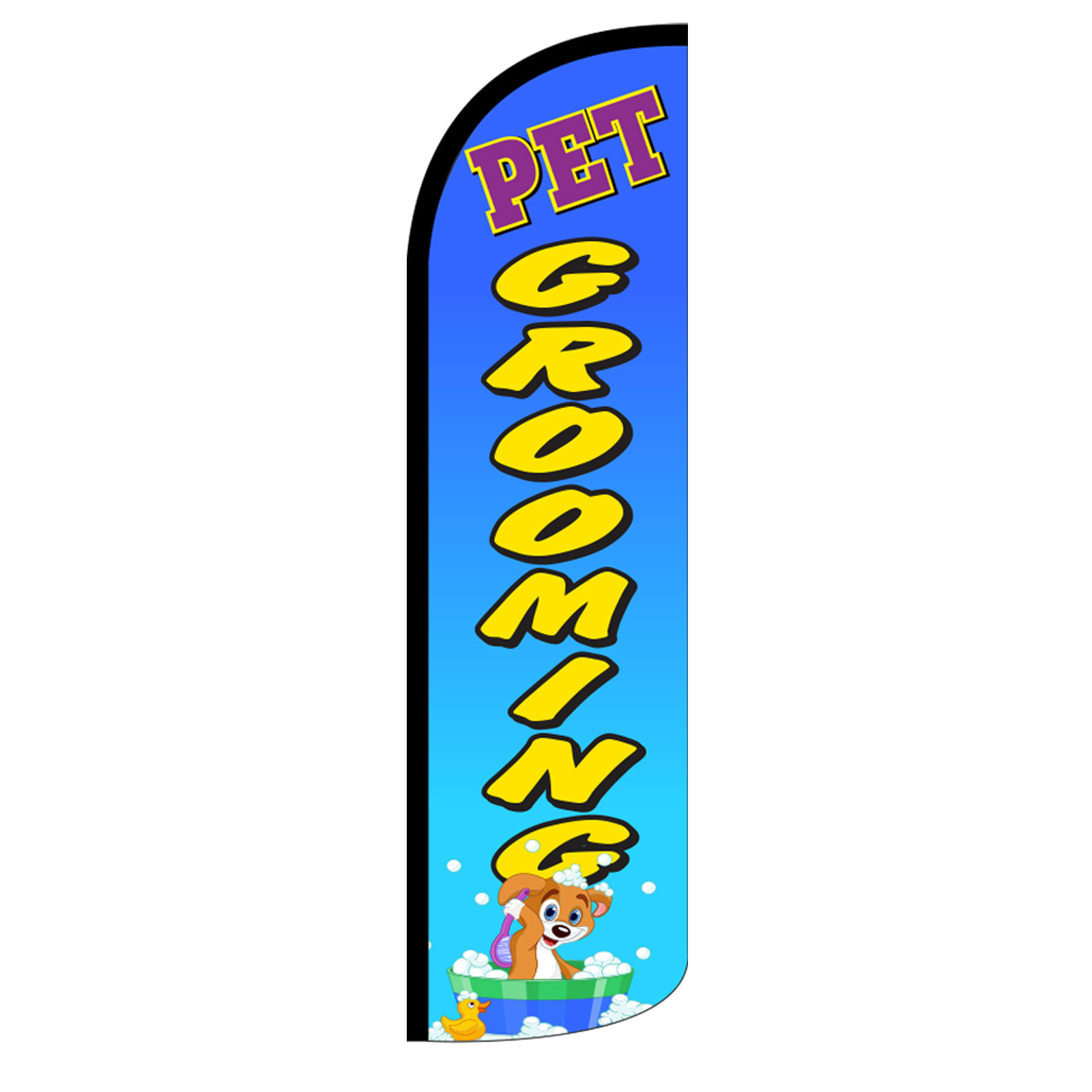 Pet Grooming Blu Banner Flag Sign Display Only Flutter Feather Windless Swooper