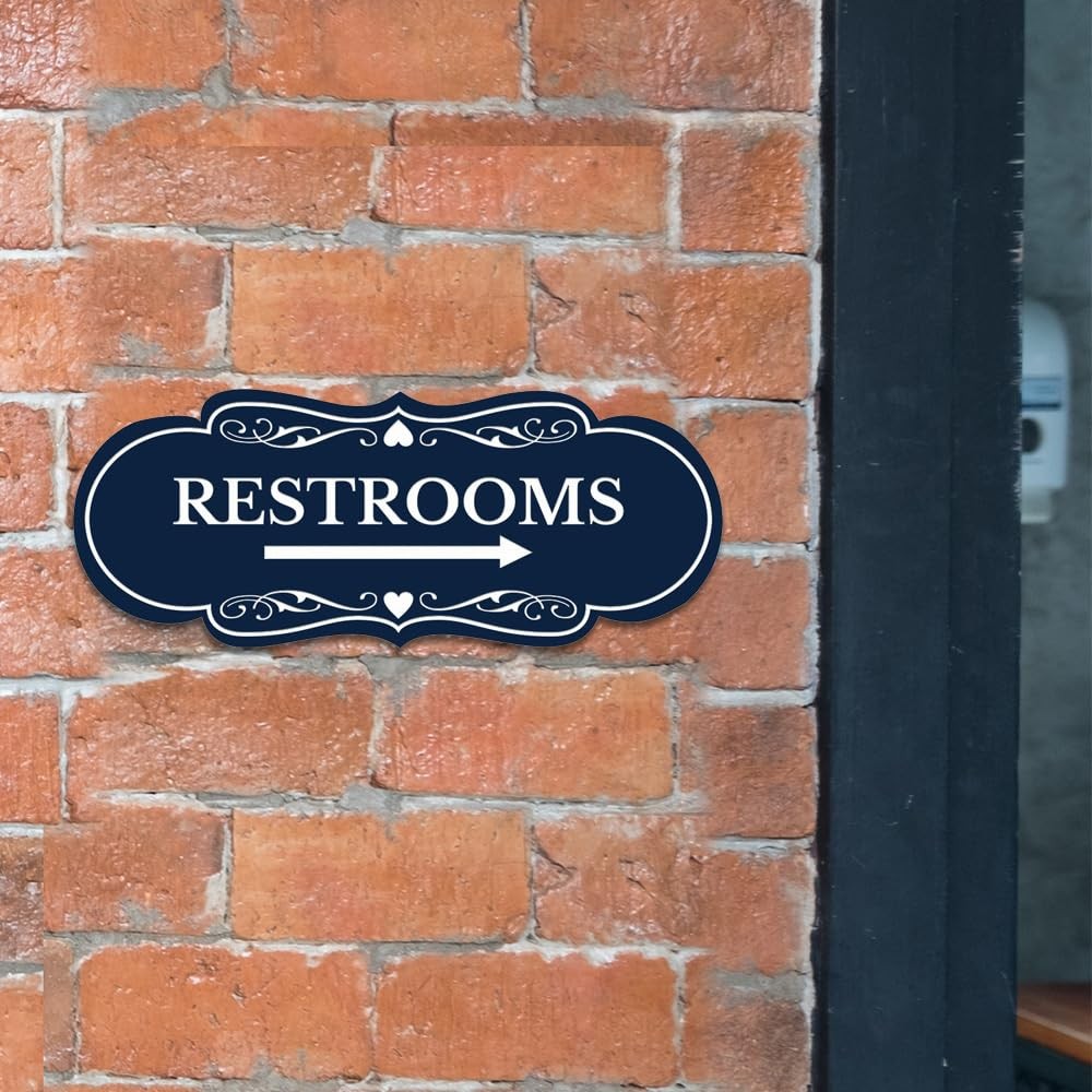 Black Gold Medium Designer Restrooms Right Arrow Sign Easy Installation