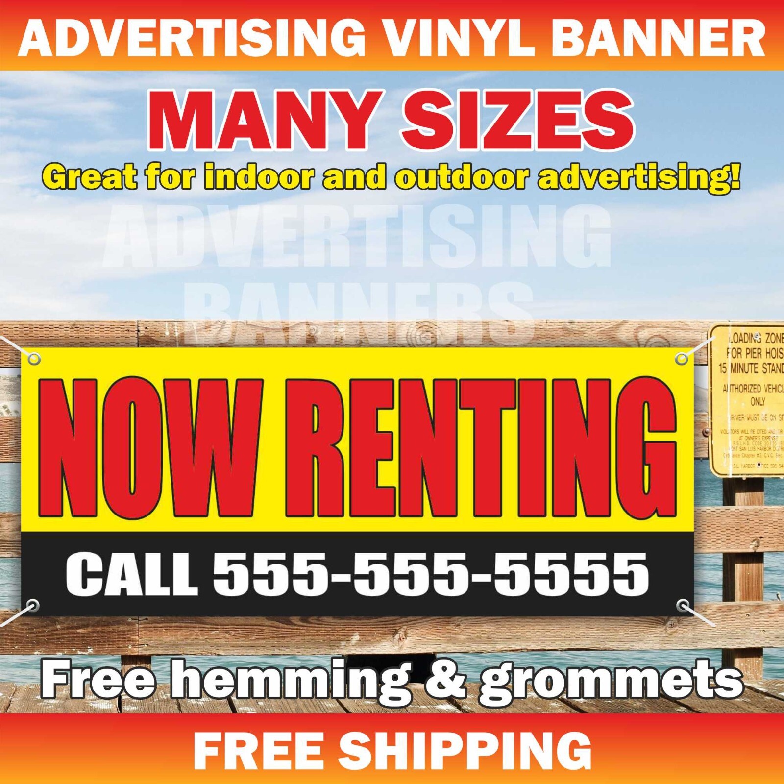 NOW RENTING Advertising Banner Vinyl Mesh Sign Realtor rent room home office