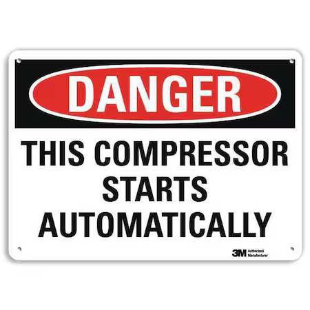 Lyle U3-2004-Ra_10X7 Danger Sign, 4 Hole Mount, 10In W X 7In H, U3-2004-Ra_10X7