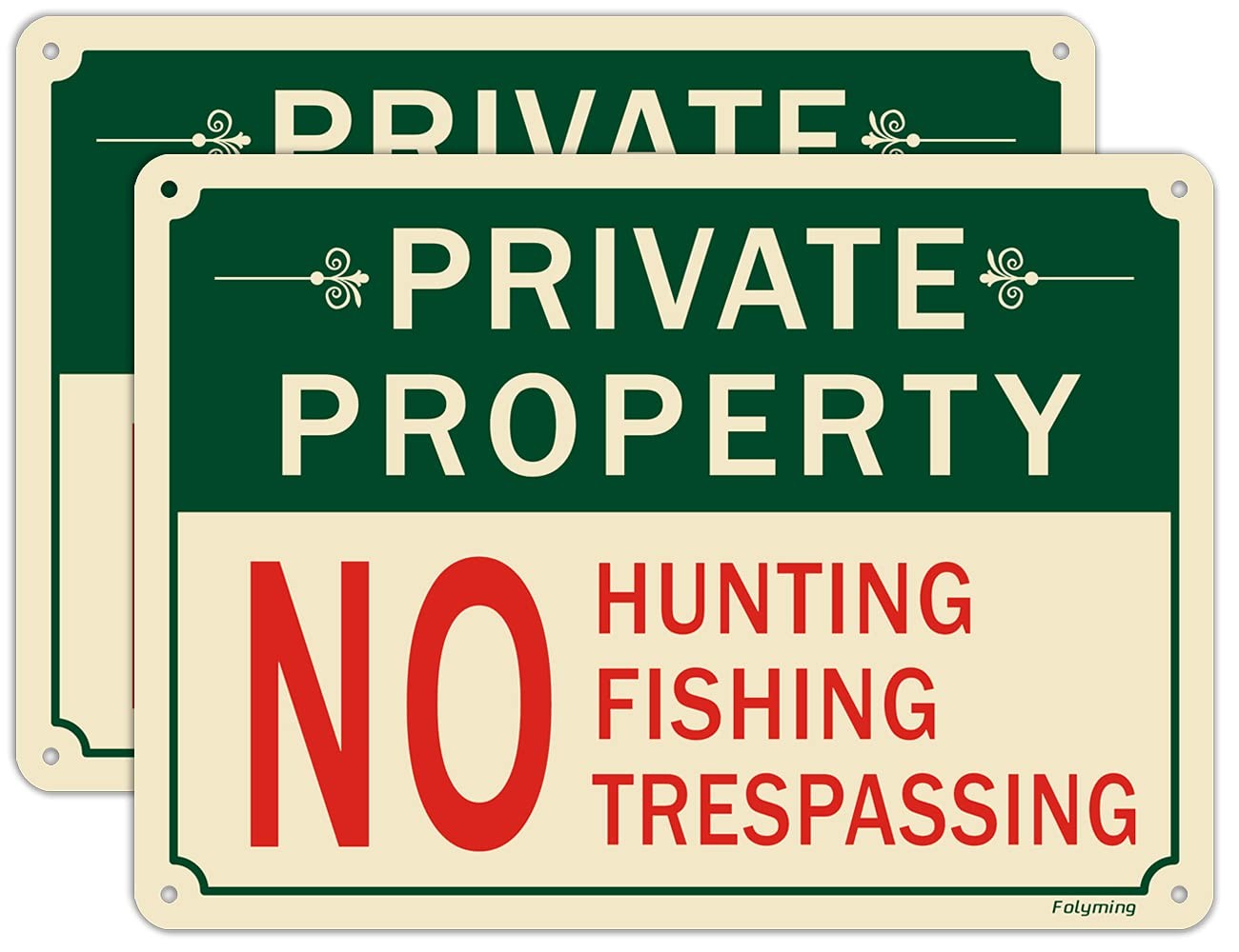 2 Pack Private Property No Hunting No Fishing No Trespassing Signs 10 x 7 Inc…