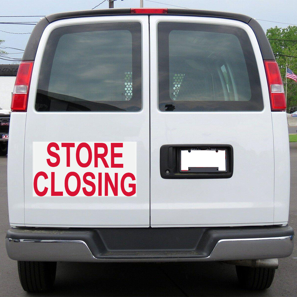 Car Magnet Set of 2 Store Closing Red Car Advertising Industrial Sign