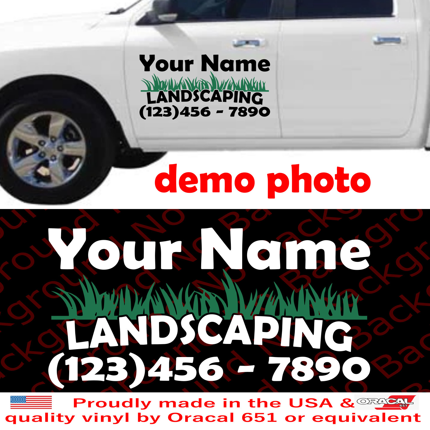 Custom Business Name Landscaping Vinyl Decal for Truck Door Back Windows BS032