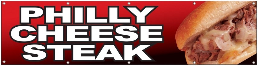 2×8 Ft PHILLY CHEESE STEAK Banner Polyester Fabric Sign With Grommets rb