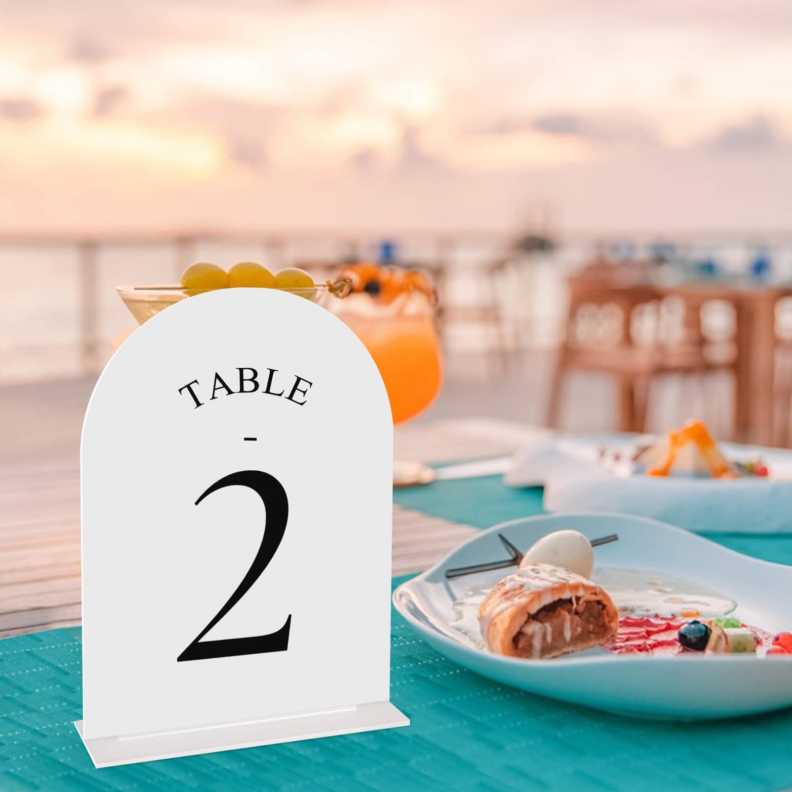 Arch Wedding Table Numbers 120 With Stands 5×7 Inch White Acrylic Black
