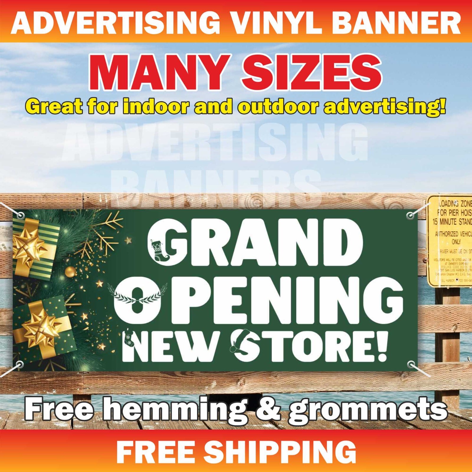Grand Opening New Store Advertising Banner Vinyl Mesh Sign Merry Christmas Xmas
