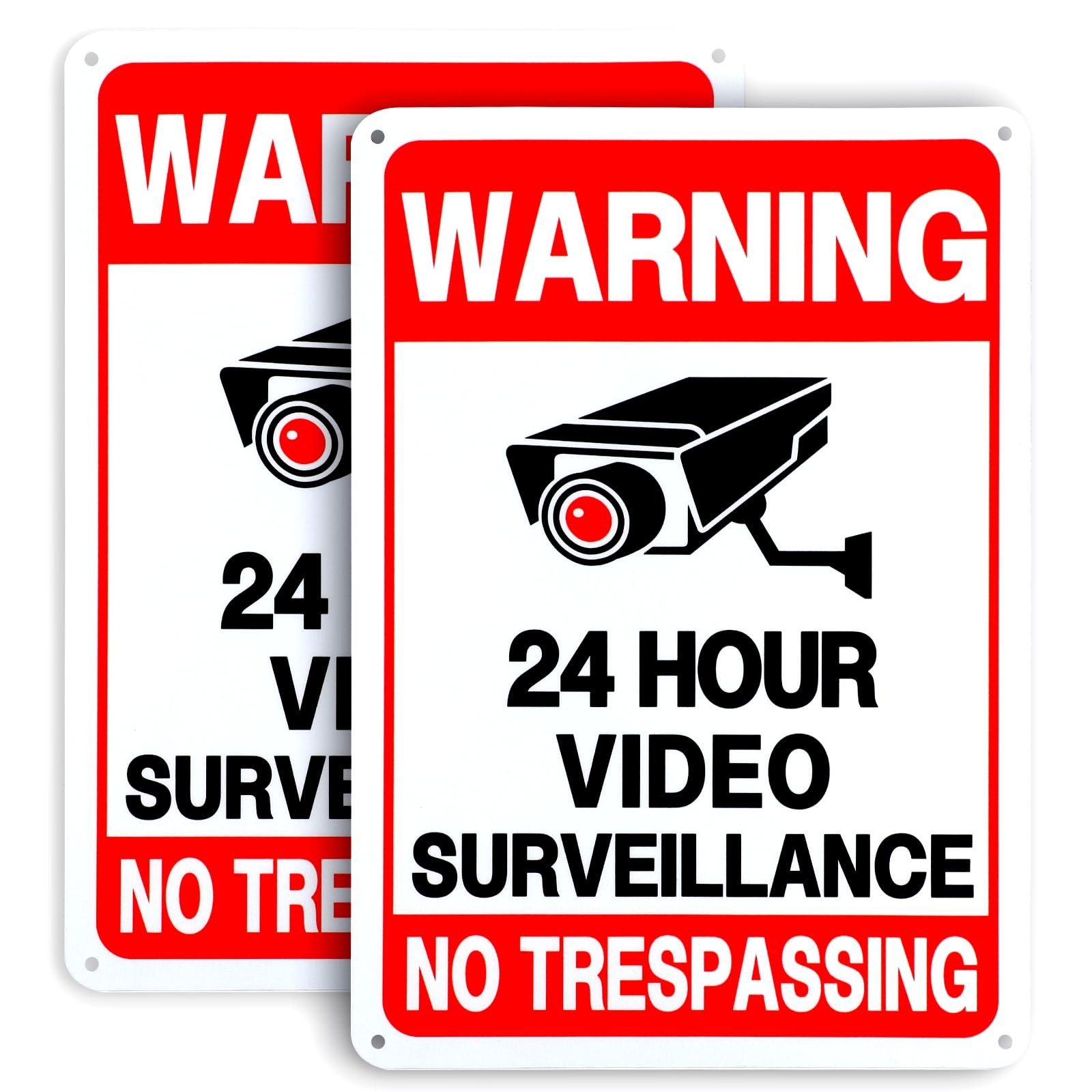 24 Hour Video Surveillance Sign, Security Camera Sign Warning for Home or Busine