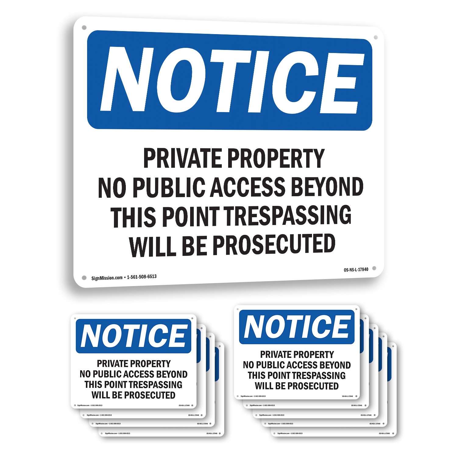 Private Property No Public Access Beyond OSHA Notice Sign, Decal 5 or 10 Pack