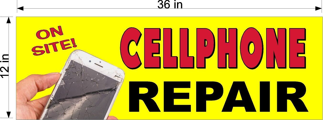 CLEARANCE SALE 12″ x 36″ CELLPHONE REPAIR PERFORATED WINDOW VINYL DECAL