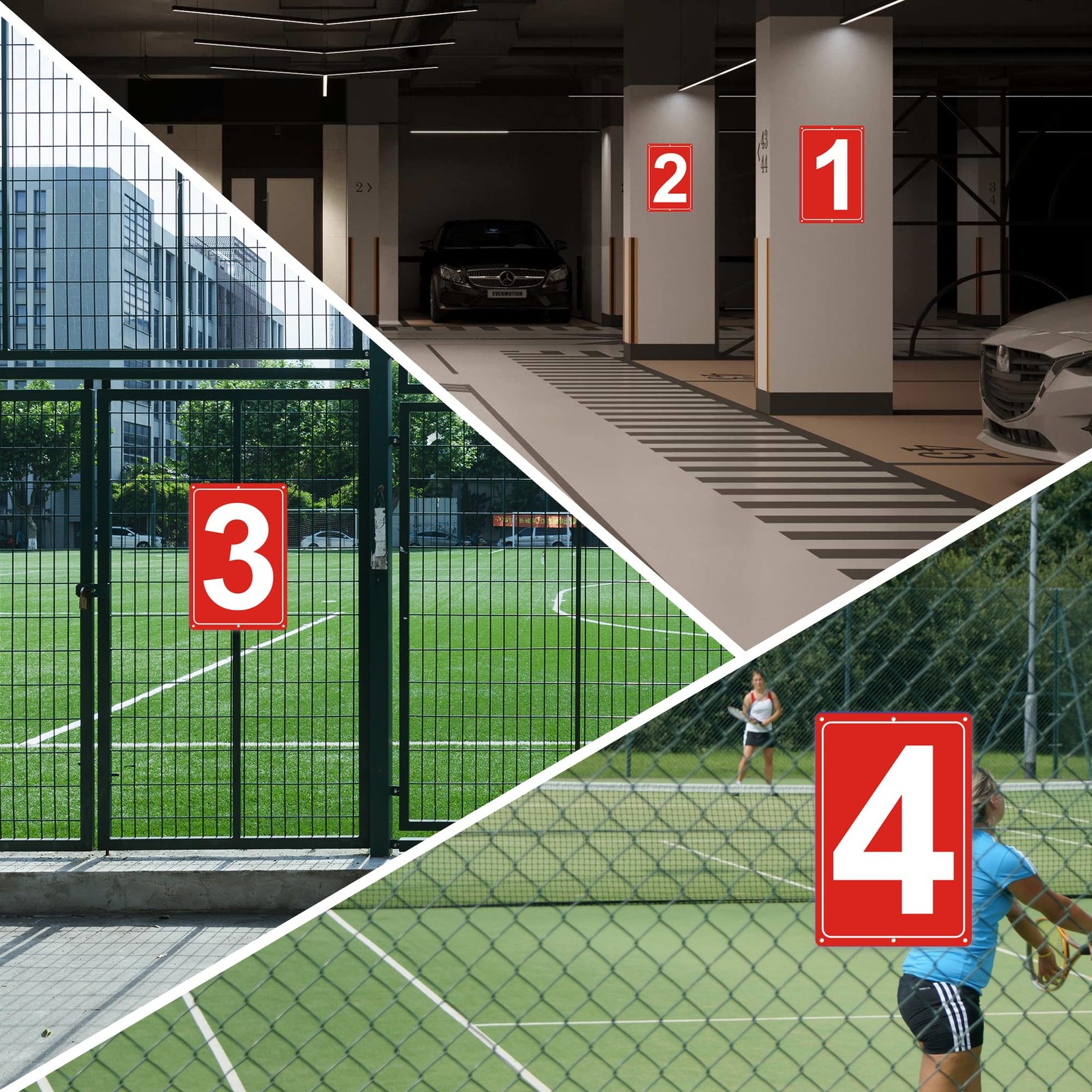 Numbered Sign 17 Aluminum Tennis Court Parking Lot Signage 12×8 Inch Metal