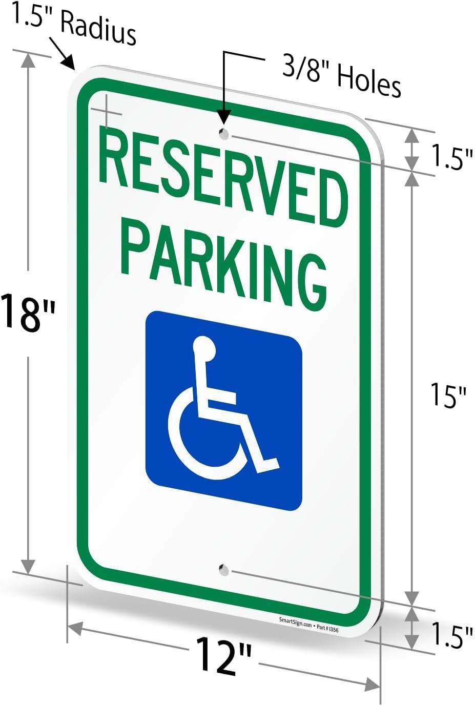 Federal Handicap Sign 4-Pack, Reflective Aluminum Composite