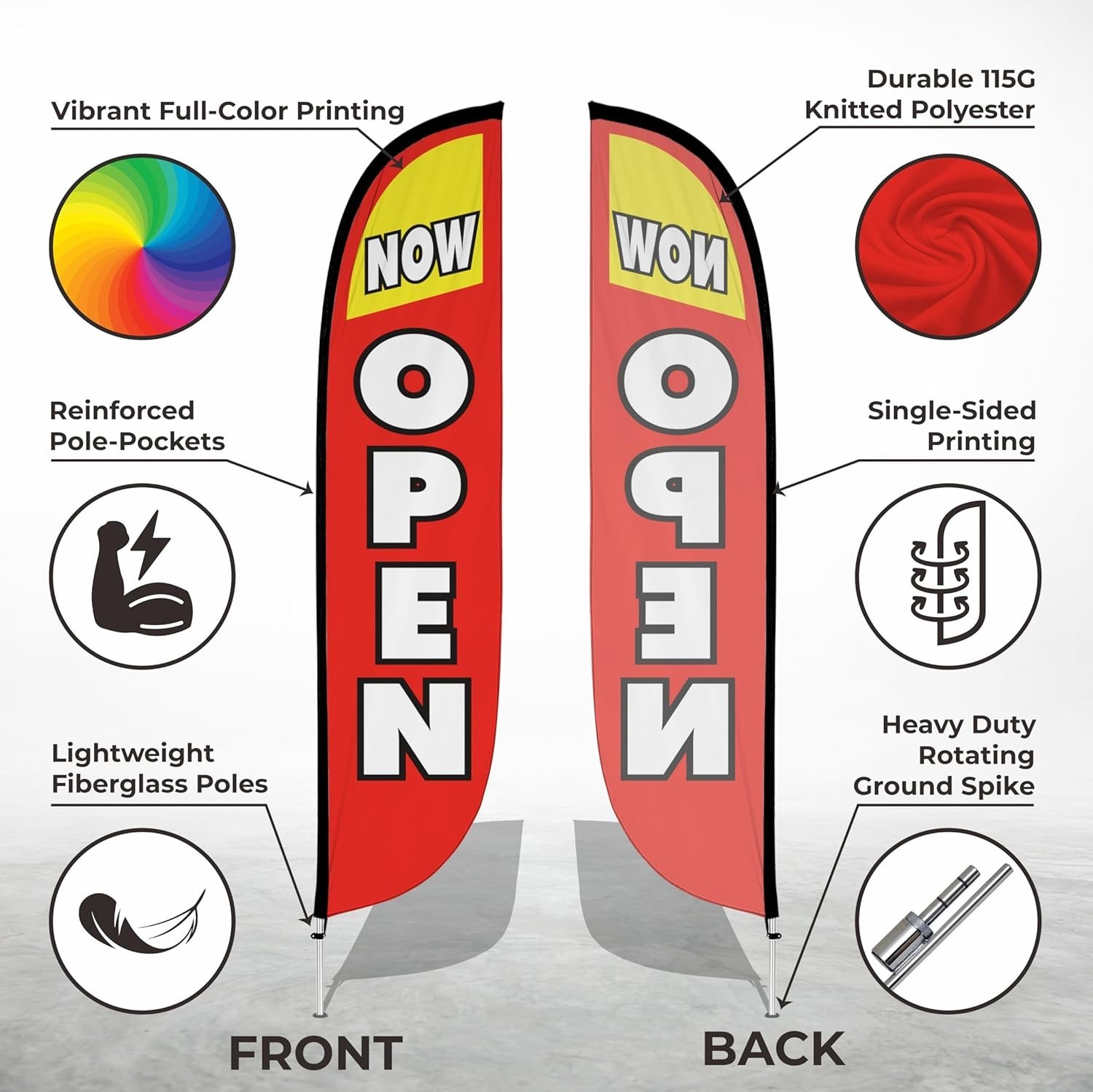 Complete 12ft Feather Flag Kit – Bright Colors for Effective Business Promotion